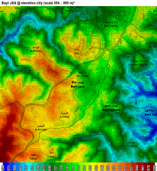 Bayt Jālā elevation map