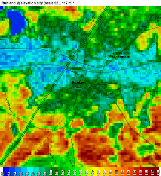 Ruhland elevation map