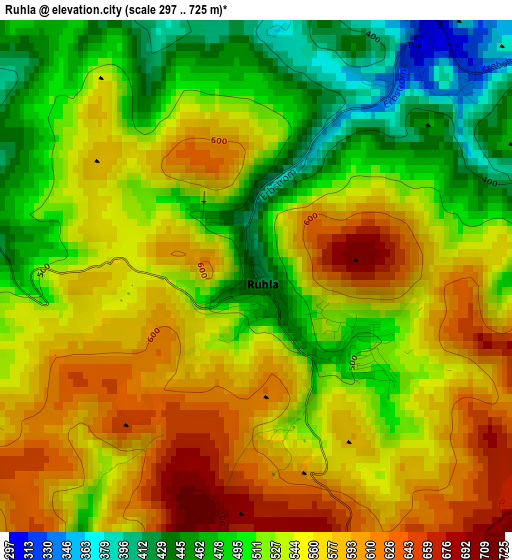 Ruhla elevation map