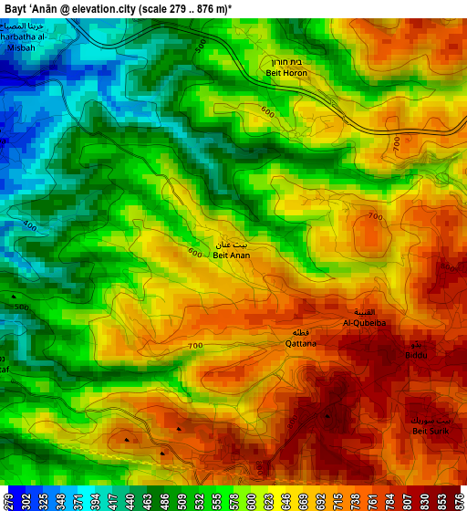 Bayt ‘Anān elevation map