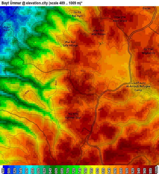 Bayt Ūmmar elevation map