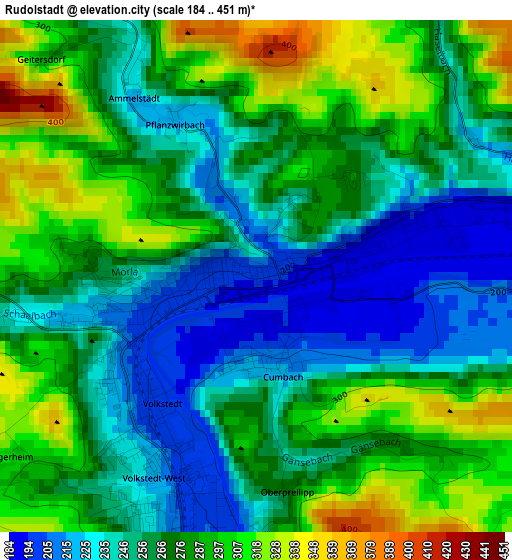 Rudolstadt elevation map