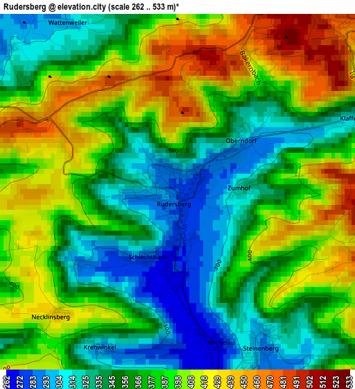 Rudersberg elevation map