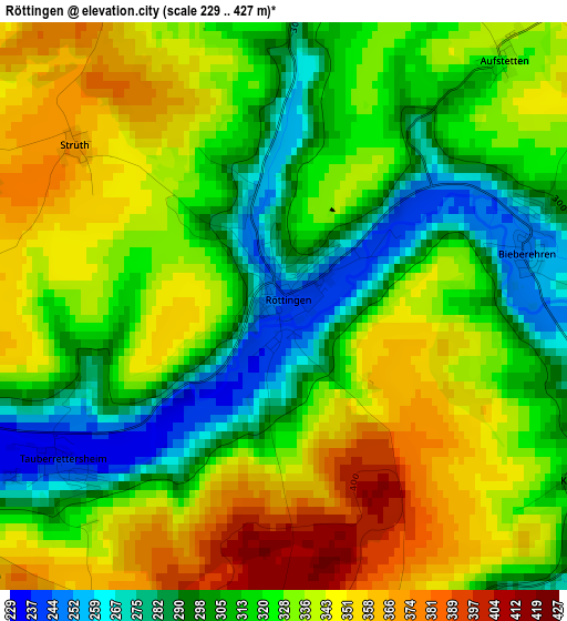 Röttingen elevation map