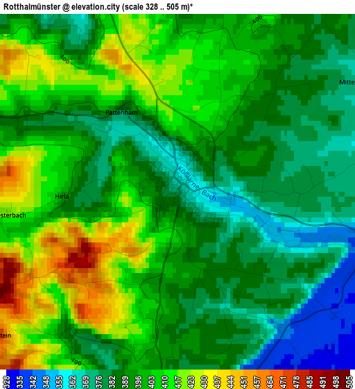 Rotthalmünster elevation map