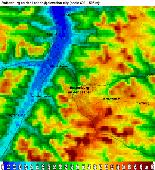 Rottenburg an der Laaber elevation map