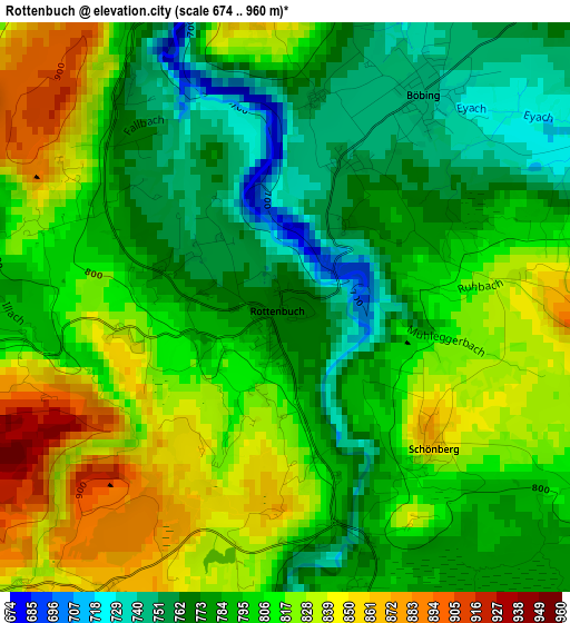 Rottenbuch elevation map