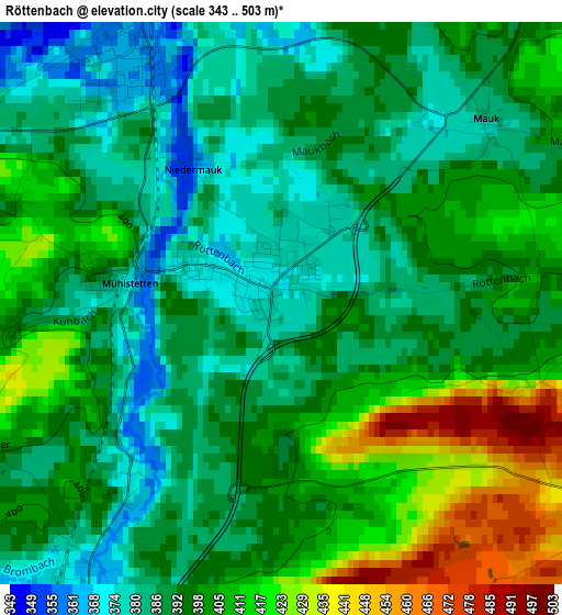 Röttenbach elevation map
