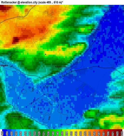 Rottenacker elevation map