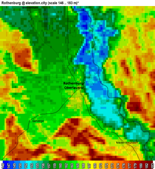 Rothenburg elevation map