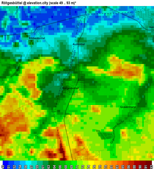 Rötgesbüttel elevation map