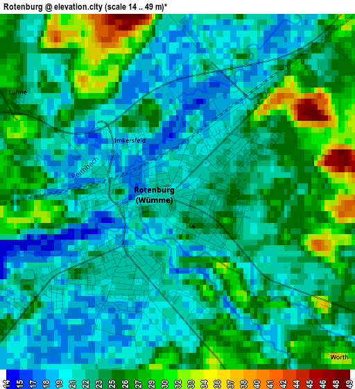 Rotenburg elevation map