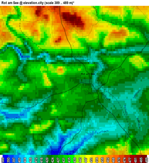 Rot am See elevation map