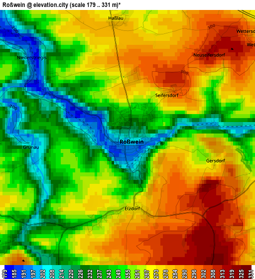 Roßwein elevation map