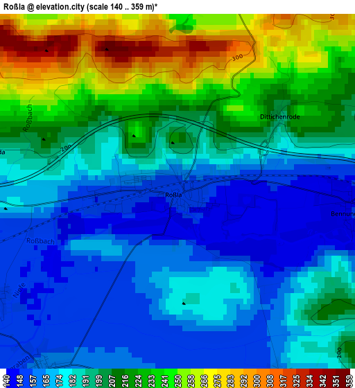 Roßla elevation map