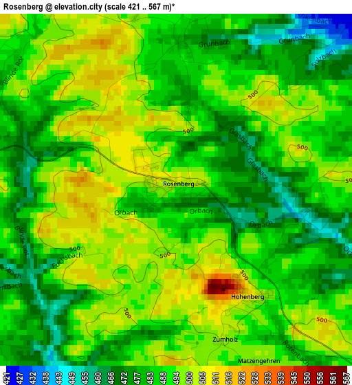 Rosenberg elevation map