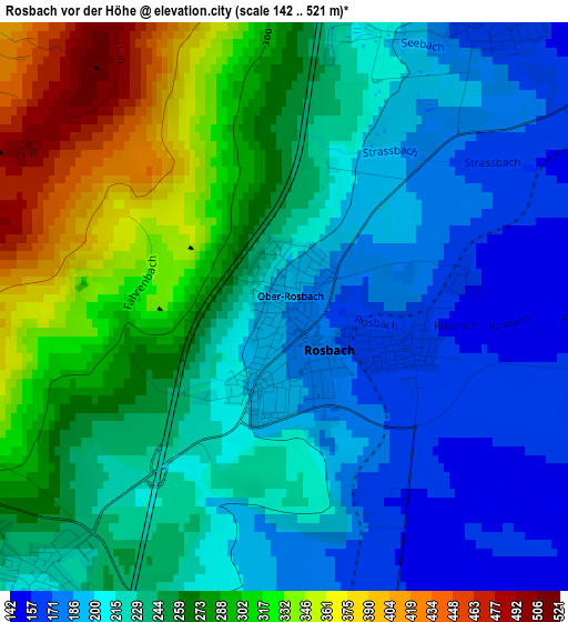 Rosbach vor der Höhe elevation map