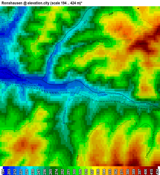 Ronshausen elevation map