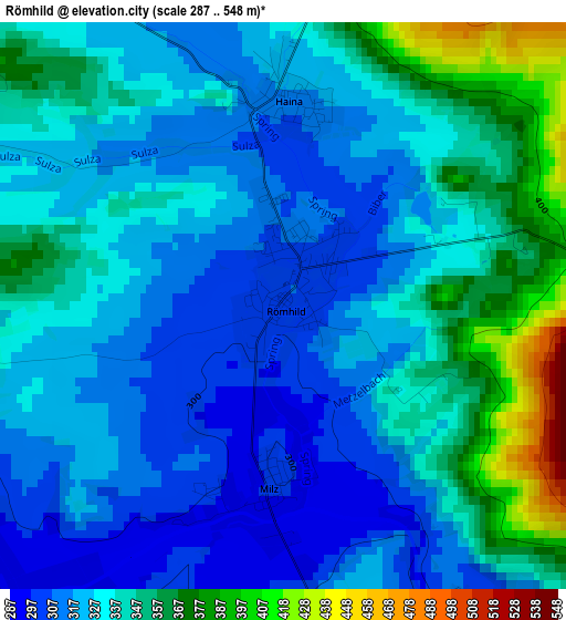 Römhild elevation map