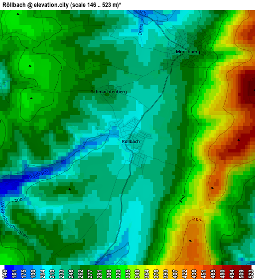 Röllbach elevation map