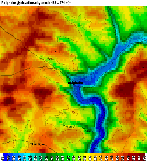 Roigheim elevation map