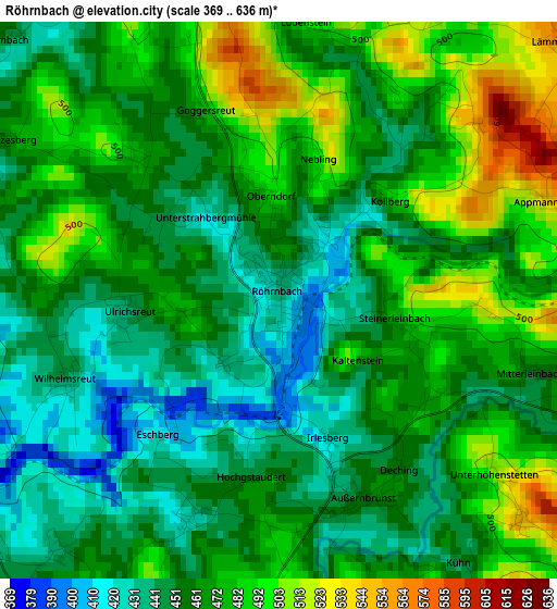 Röhrnbach elevation map