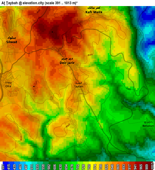 Aţ Ţaybah elevation map