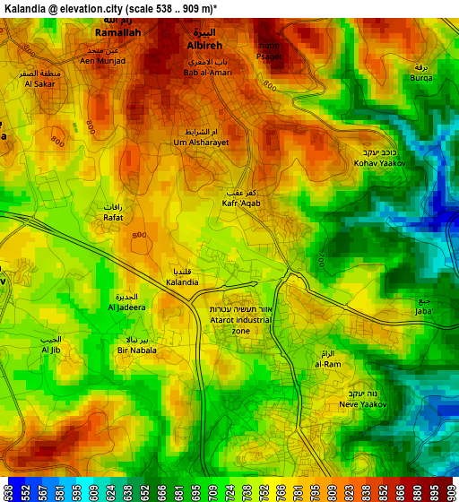 Kalandia elevation map