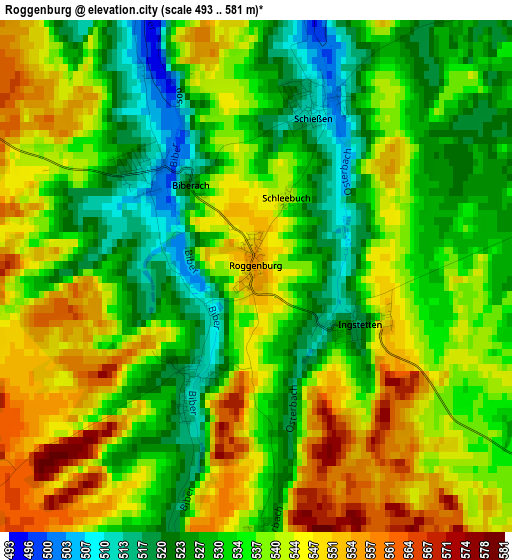 Roggenburg elevation map