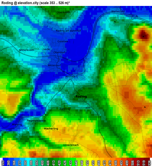 Roding elevation map