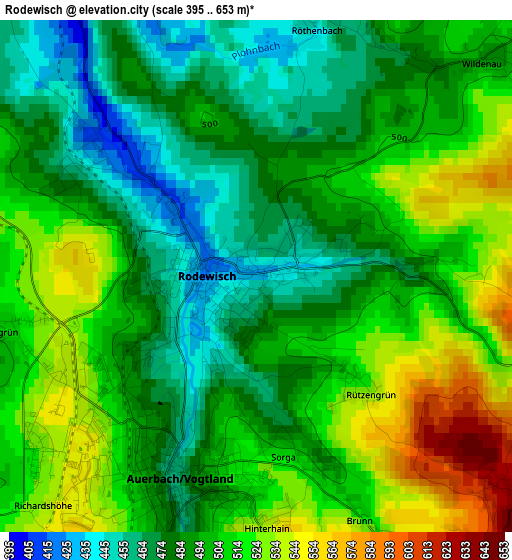 Rodewisch elevation map