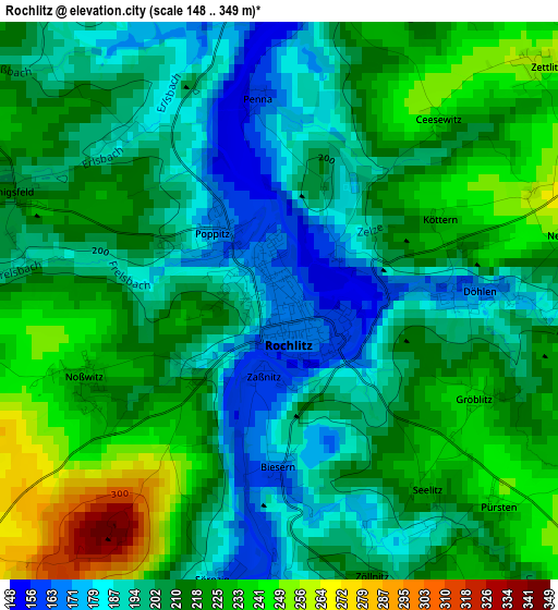 Rochlitz elevation map