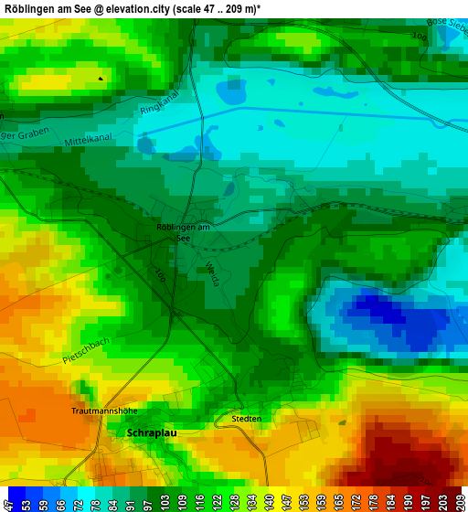 Röblingen am See elevation map