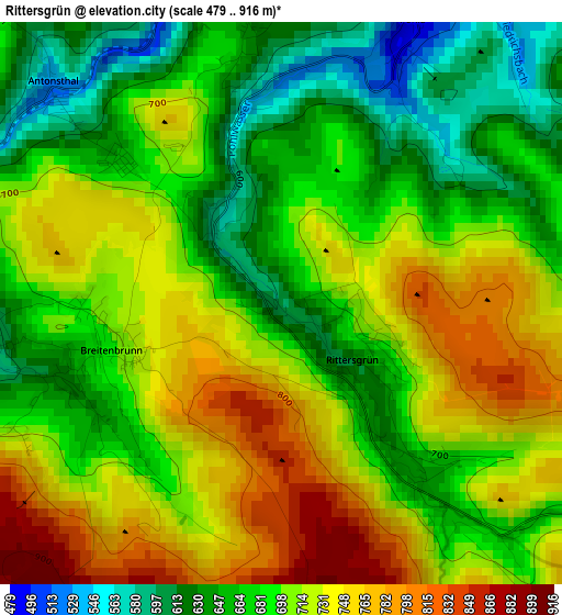 Rittersgrün elevation map