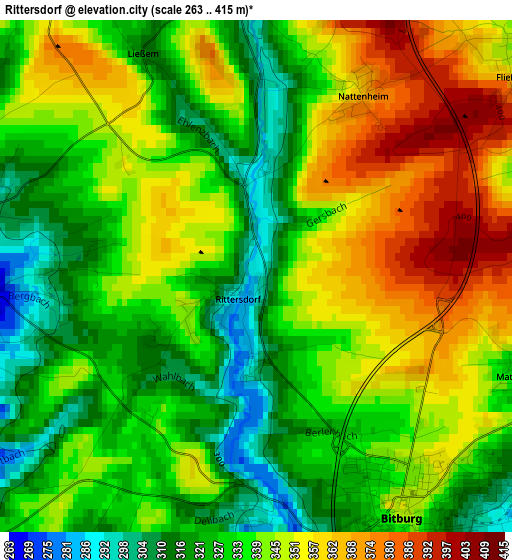 Rittersdorf elevation map