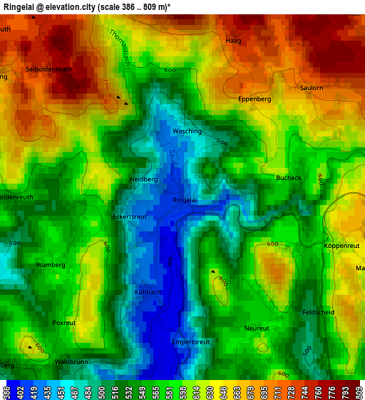 Ringelai elevation map