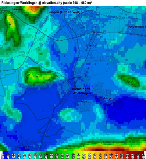 Rielasingen-Worblingen elevation map
