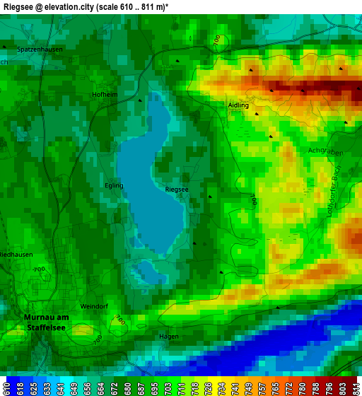 Riegsee elevation map