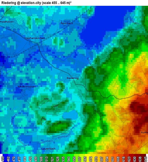 Riedering elevation map