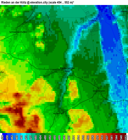 Rieden an der Kötz elevation map
