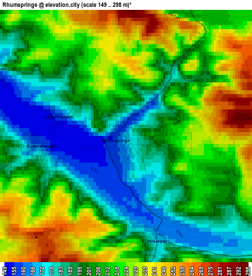 Rhumspringe elevation map