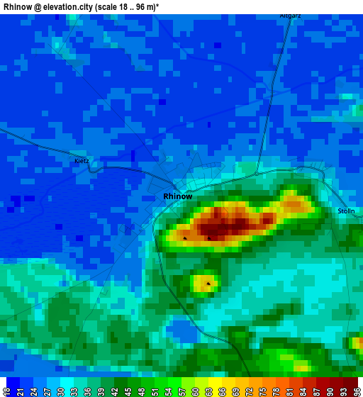 Rhinow elevation map