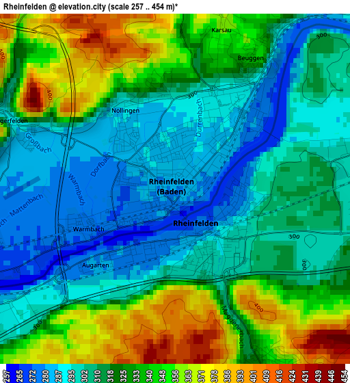 Rheinfelden elevation map