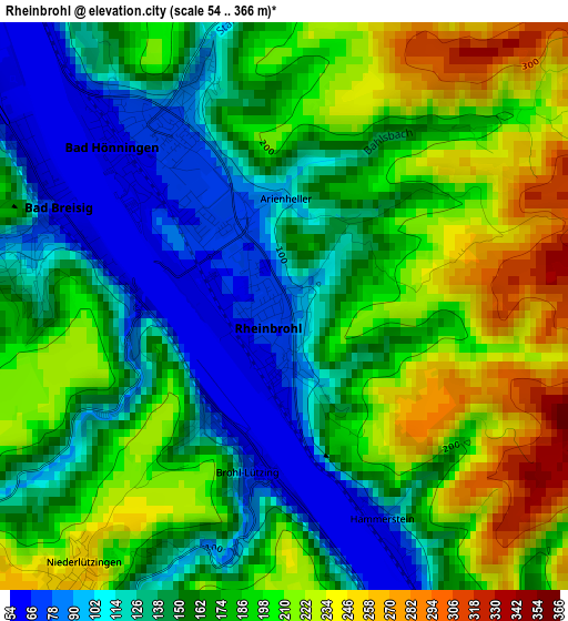 Rheinbrohl elevation map