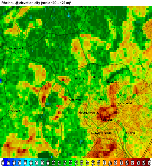 Rheinau elevation map