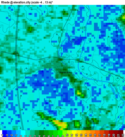 Rhede elevation map