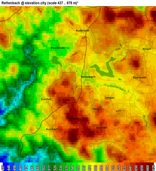 Rettenbach elevation map