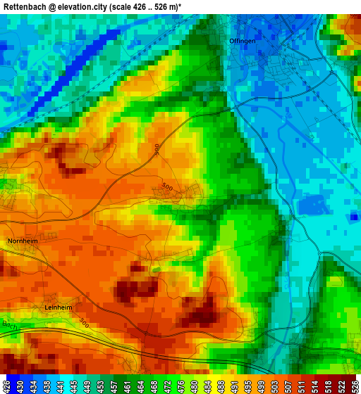 Rettenbach elevation map