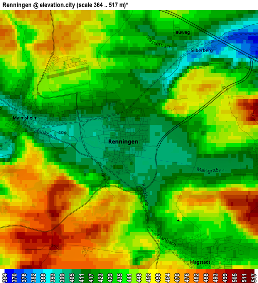 Renningen elevation map