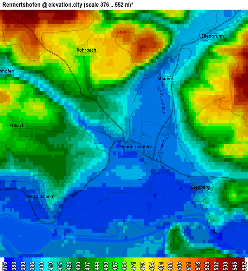 Rennertshofen elevation map